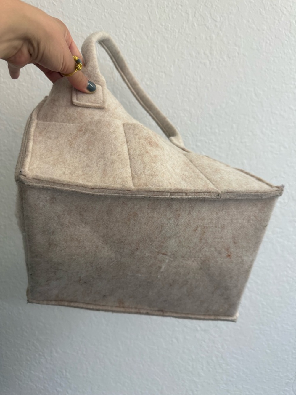 Felt Tote Organizer Bag in Light Beige - Picture 8 of 8